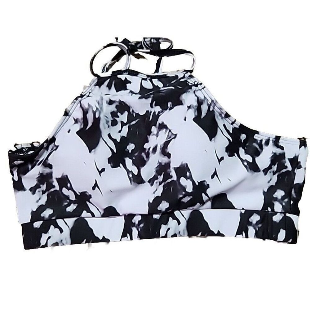 Bikini Swimsuit‎ Black And White Size Small Halter High Waist